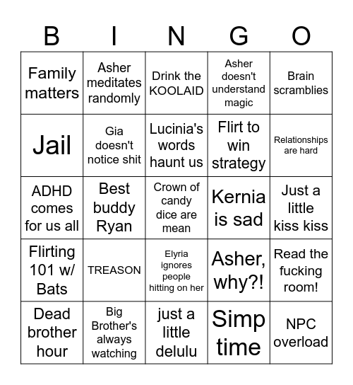 Tournament Bingo Card