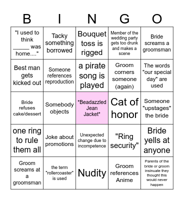 Wedding Bingo Card