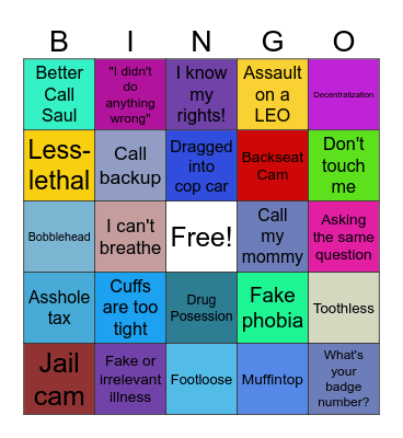 Bodycam Bingo! Bingo Card