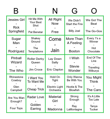 September 29 Bingo Card