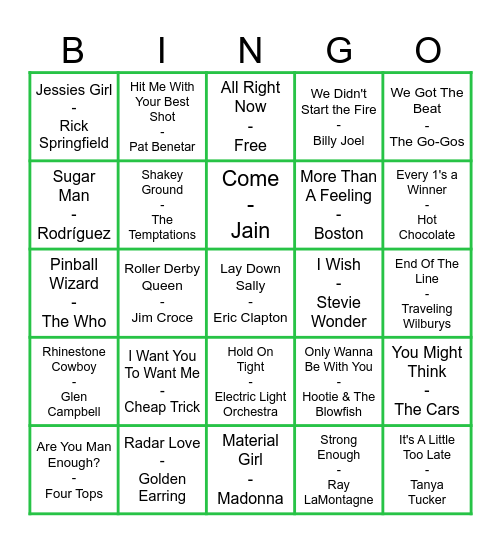 September 29 Bingo Card