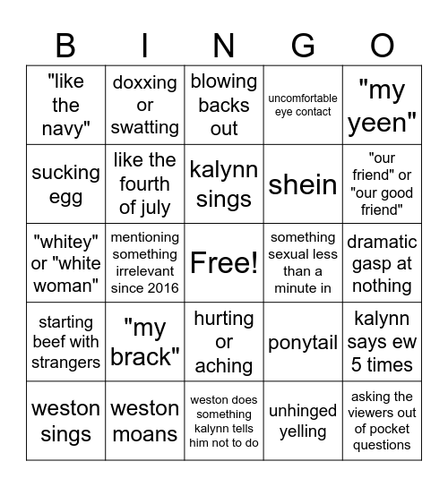 SINJIN BINGO Card