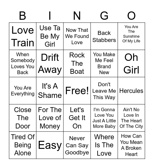 70's Soul Classic- Part 2 Bingo Card