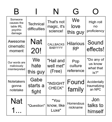 The Union Bingo Card