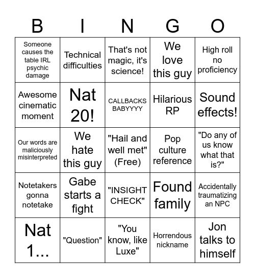 The Union Bingo Card