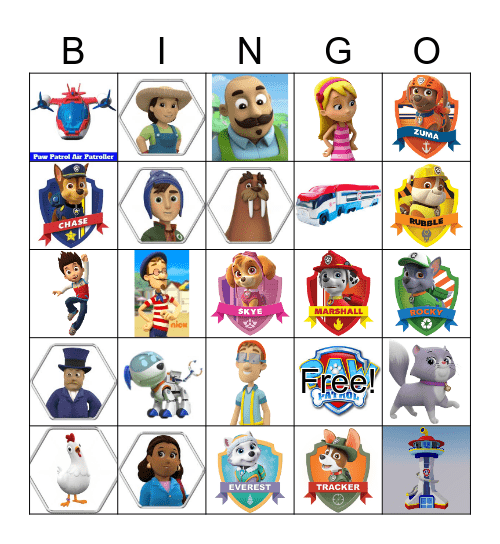 PAW PATROL BINGO Card
