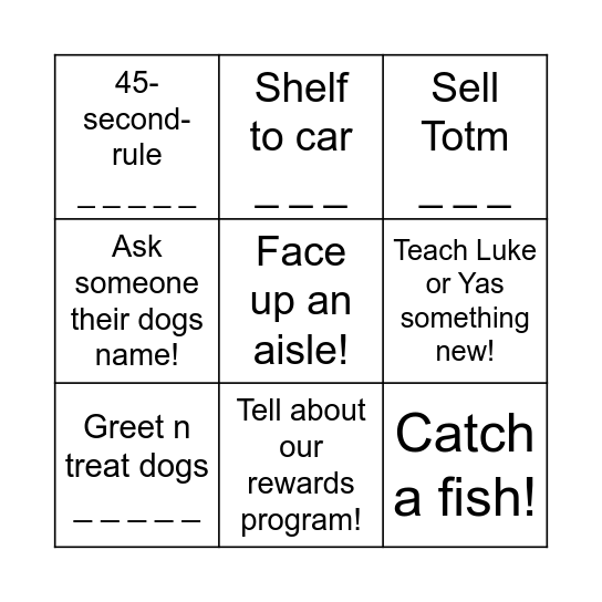 SATURDAY 30TH BINGO! Bingo Card