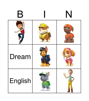 Paw Patrol 3 Bingo Card