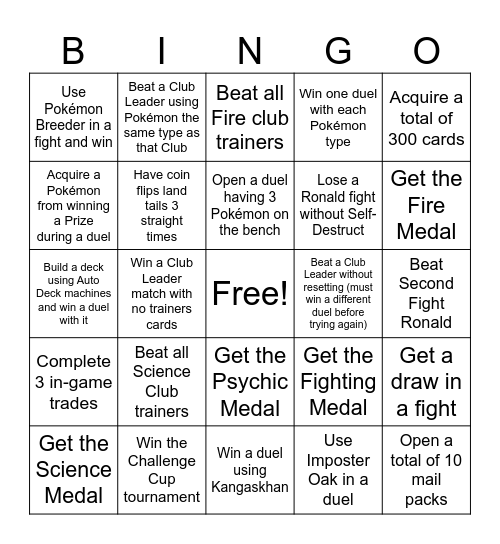 Pokemon TCG Bingo! Bingo Card