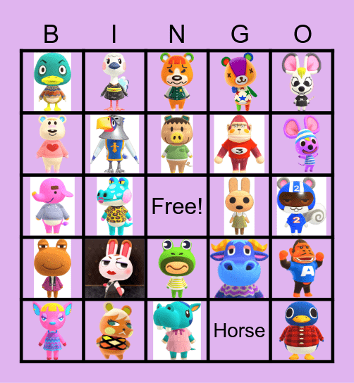 Animal crossing Bingo Card