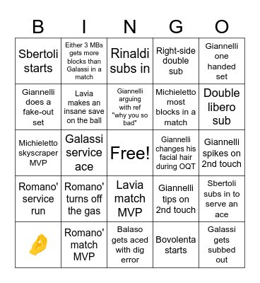 Italy mens OQT 2023 Bingo Card