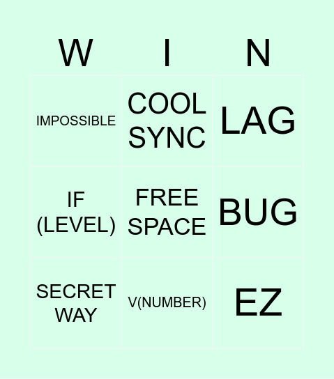 RECENT TAB Bingo Card