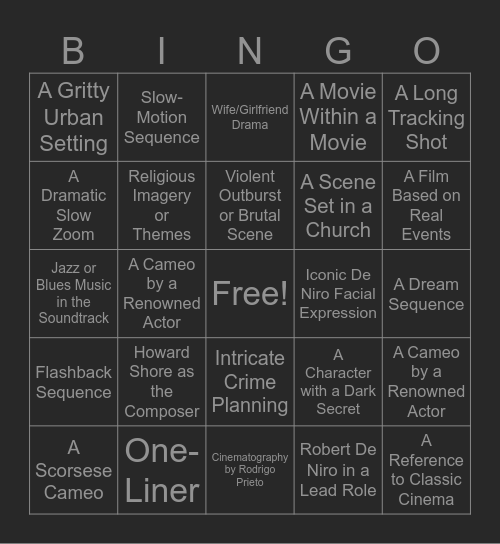 SCORSESE BINGO Card