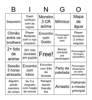 Rpg do neto Bingo Card