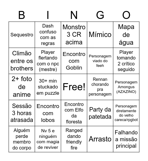 Rpg do neto Bingo Card