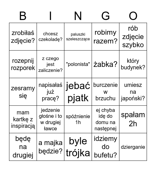 bingolo pizgolo Bingo Card