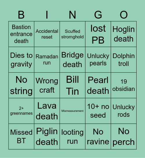 bingo = end stream Bingo Card