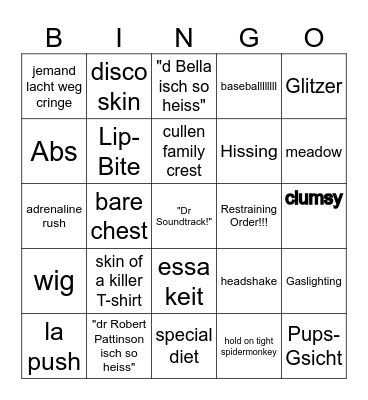 killer bingo, bella Bingo Card