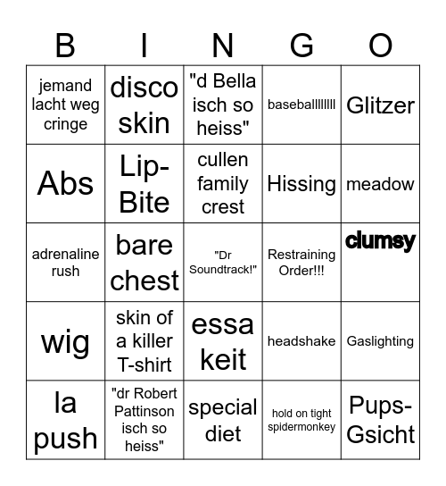 killer bingo, bella Bingo Card