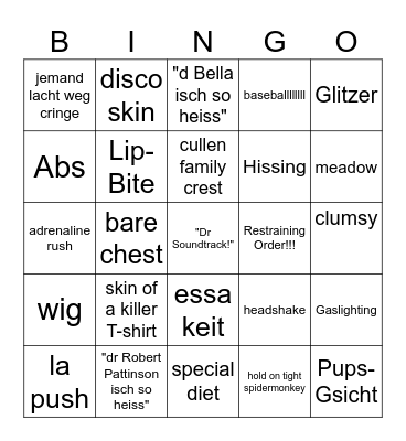 killer bingo, bella Bingo Card