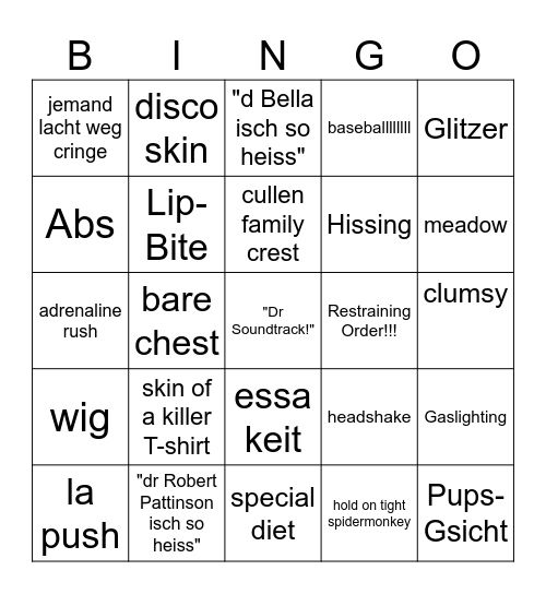 killer bingo, bella Bingo Card