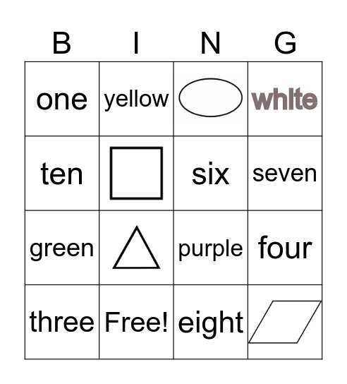 Số và Hình Bingo Card