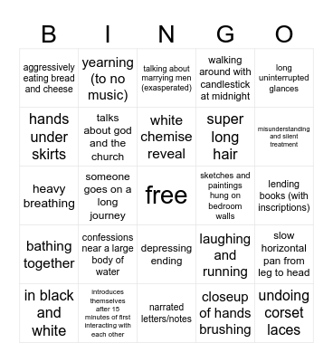 lesbian period drama bingo Card
