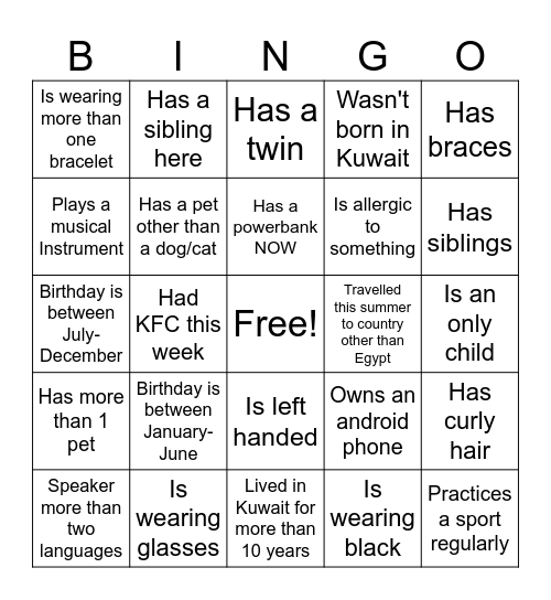 St. Augustine BINGO Card