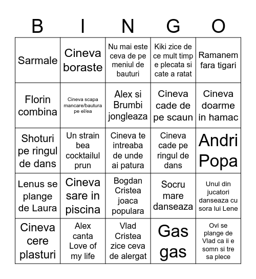 Bingo Alex si Lene Bingo Card