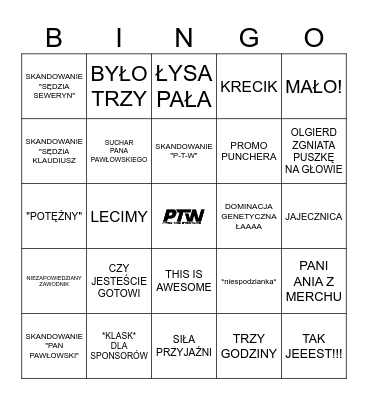 PTW UNDERGROUND BINGO Card