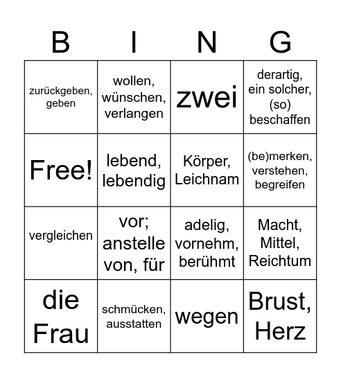 Bingo! L15 Bingo Card