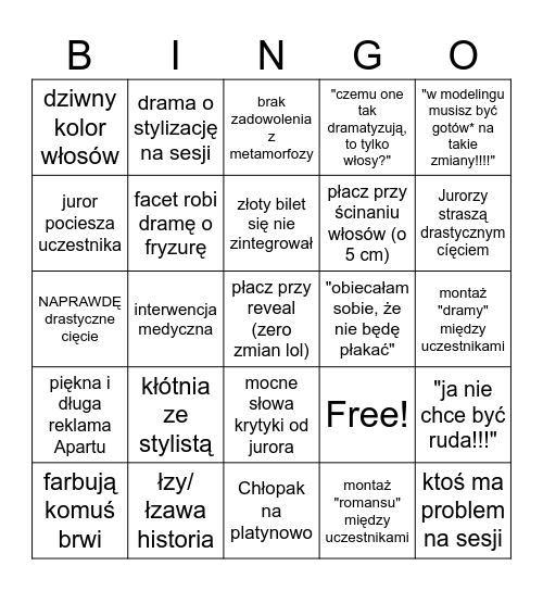 Metamorfozy Bingo Card