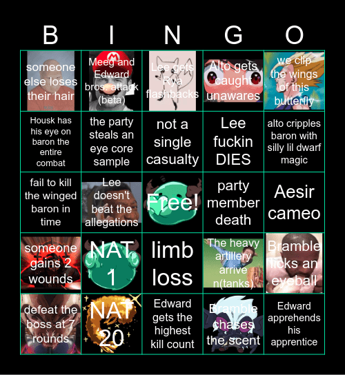 Reaping Rotten Reeds: Session 10 Bingo Card