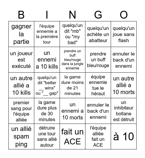 BINGO LOL DE YOONNS ! Bingo Card