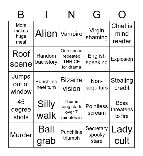 Love Complex Bingo Card