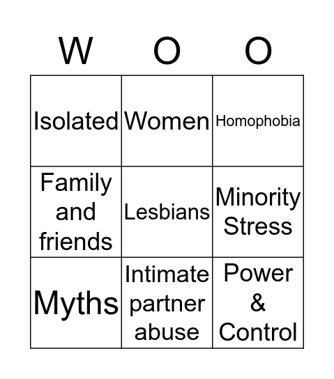 WOO! Bingo Card