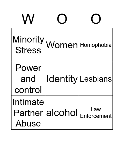 WOO! Bingo Card