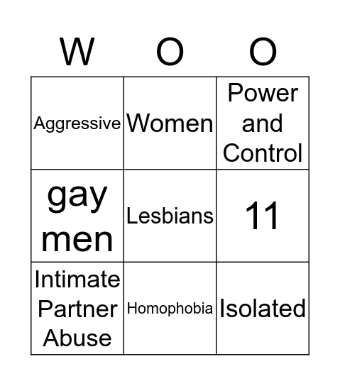 WOO! Bingo Card