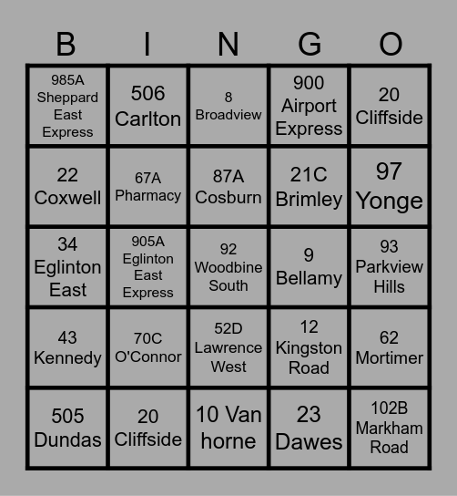 TTC Bingo Card