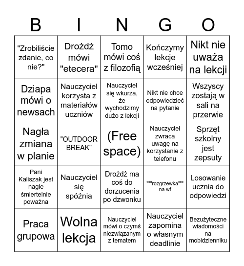 38 bingo Card