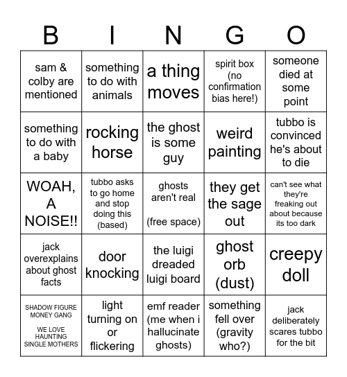 jack manifold & tubbo ghost hunting Bingo Card