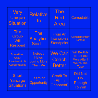 Billy Napier’s Post Game Interview Words & Phrases Bingo Card
