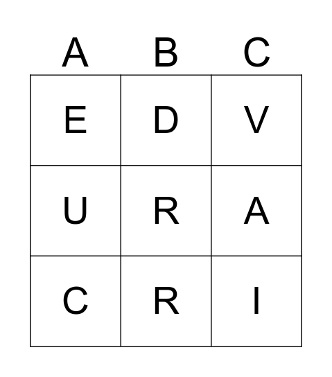 Alphabet Bingo Card