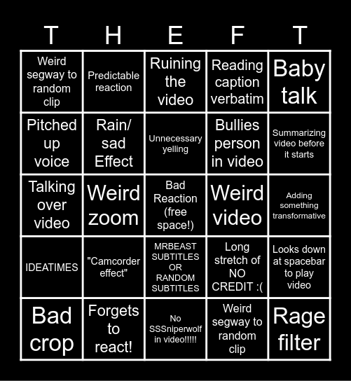 SSStealwolf Bingo 2 Bingo Card