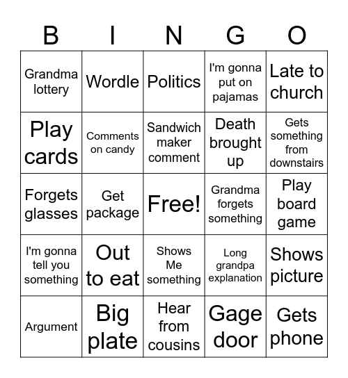 Old house Bingo Card