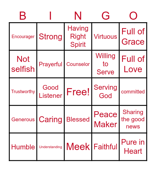Bloom Where You're Planted Bingo Card