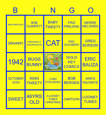 Ann’s Birthday Bingo Card