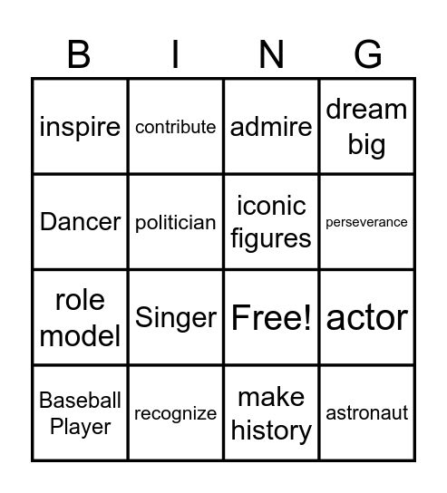 Vocabulary Bingo Card