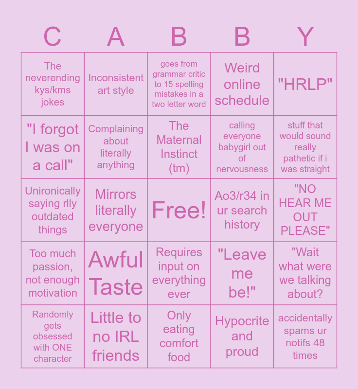 Autistic Bingo (hi! me! me bingo!) Bingo Card