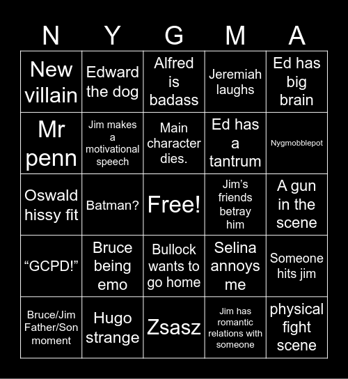 Gotham season 5 bingo Card
